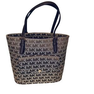 Michael Kors - Jet Set MK Signature Beige Jacquard Tote Bag